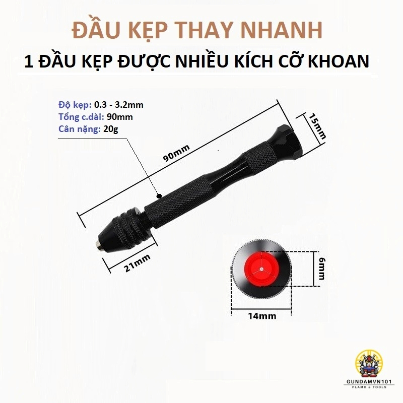 BỘ CÁN THAY NHANH KHOAN TAY MINI KÈM 10 MŨI KHOAN - Dụng cụ mô hình quân sự nhựa thủ công resin doll gundam gunpla - Ảnh 2