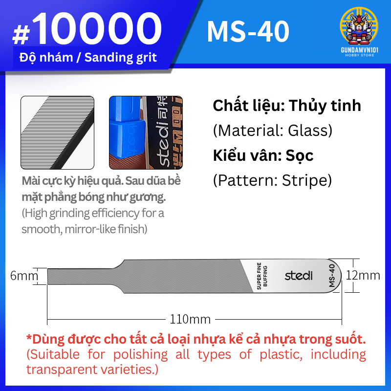 DŨA THỦY TINH STEDI ULTRA FINE POLISHING FILE - Dụng cụ chà nhám đánh bóng mô hình gundam nail glass