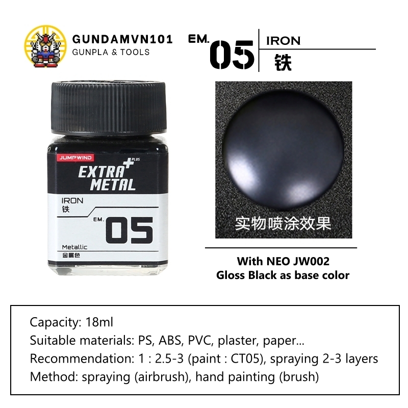 SƠN JUMPWIND MÀU KIM LOẠI METALLIC EXTRA METAL GỐC LACQUER - airbrush mô hình gundam figure warhammer