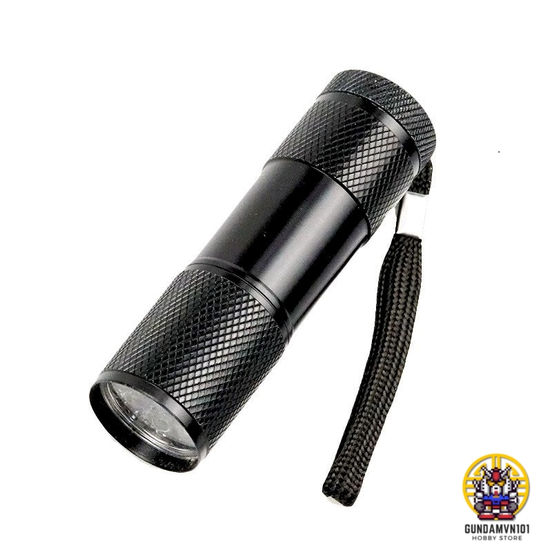 ĐÈN PIN UV TIA CỰC TÍM 9 BÓNG LED VỎ KIM LOẠI - Soi tiền chiếu sáng sơn màu dạ quang - Ảnh 2