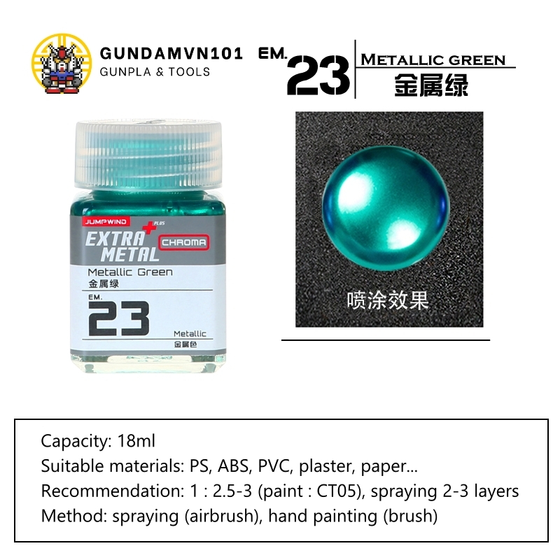 SƠN JUMPWIND MÀU KIM LOẠI METALLIC EXTRA METAL CHROMA GỐC LACQUER - airbrush mô hình gundam figure